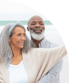 Elderly couple taking selfie