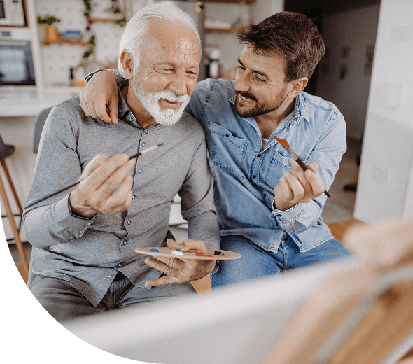Elderly couple smiling