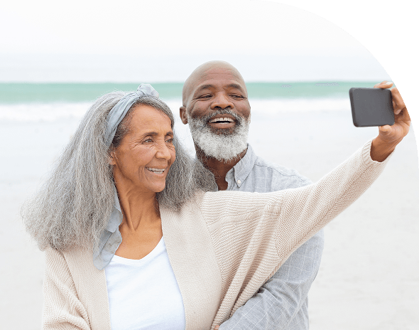 Elderly couple smiling